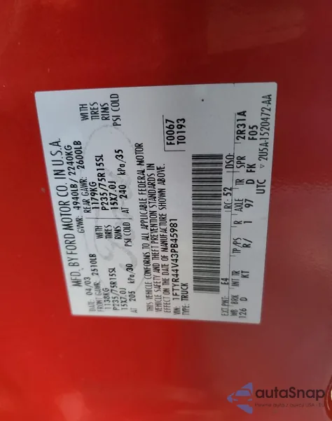 2003 Ford Ranger Super Cab из США, поврежденный, VIN 1FTYR44V43PB45981